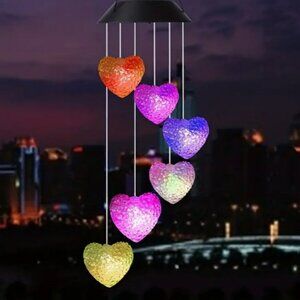 Solar Color Changing Heart LED Wind Chimes.